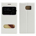 Wholesale Samsung Galaxy S6 Slim Window View Magnetic Flip Leather Case (White)